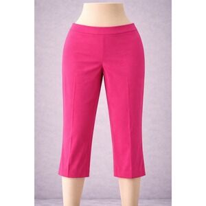 NWOT Isaac Mizrahi Pink Crop Pants Womens 28WP Plus Petite Elastic Waist Fuchsia